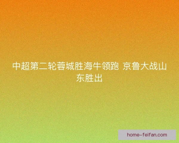 中超第二轮蓉城胜海牛领跑 京鲁大战山东胜出